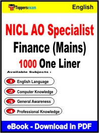 NICL AO Specialist Finance (Mains) One Liner Book PDF in English