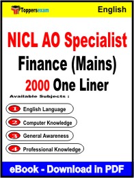 NICL AO Specialist Finance (Mains) One Liner Book PDF in English