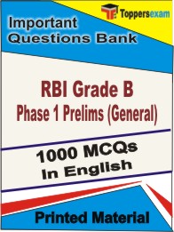 RBI Grade B Phase 1 Prelims (General) Book in English - Objective MCQ