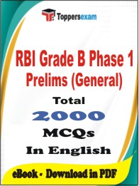 RBI Grade B Phase 1 Prelims (General) PDF Book In English - MCQ / Objective Questions