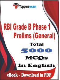 RBI Grade B Phase 1 Prelims (General) PDF Book In English - MCQ / Objective Questions