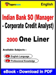 Indian Bank SO (Manager - Corporate Credit Analyst) One Liner Book PDF in English