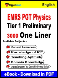EMRS PGT Physics Tier 1 Preliminary One Liner Book PDF in English