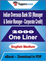 Indian Overseas Bank SO (Manager & Senior Manager - Corporate Credit) One Liner Book PDF in English