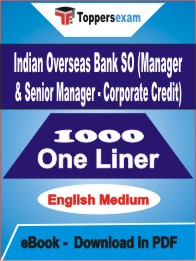 Indian Overseas Bank SO (Manager & Senior Manager - Corporate Credit) One Liner Book PDF in English