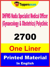 DHFWS Nadia Specialist Medical Officer (Gynaecology & Obstetrics) Polyclinic One Liner Book in English