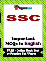 SSC English Exam Objective MCQs in English (Booklet), FREE - Online Mock Test or Practice Set / Paper