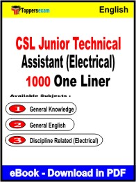 CSL Junior Technical Assistant (Electrical) One Liner Book PDF in English