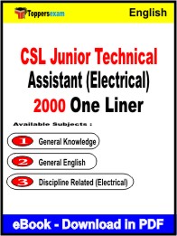 CSL Junior Technical Assistant (Electrical) One Liner Book PDF in English