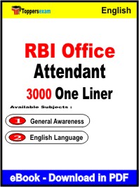 RBI Office Attendant One Liner Book PDF in English