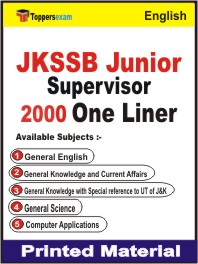 JKSSB Junior Supervisor One Liner Book in English.