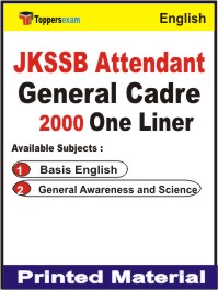 JKSSB Attendant General Cadre One Liner Book in English