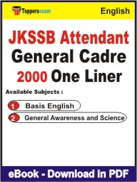 JKSSB Attendant General Cadre One Liner Book PDF in English