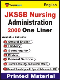 JKSSB Nursing Administration One Liner Book in English