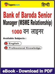 Bank of Baroda Senior Manager (MSME Relationship) One Liner Book PDF in Hindi