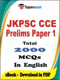 JKPSC CCE Prelims (Paper-1) PDF Book In English - MCQ / Objective Questions