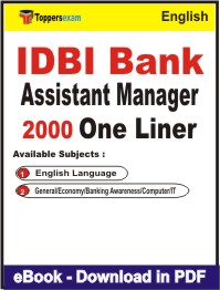 IDBI Bank Assistant Manager One Liner Book PDF in English