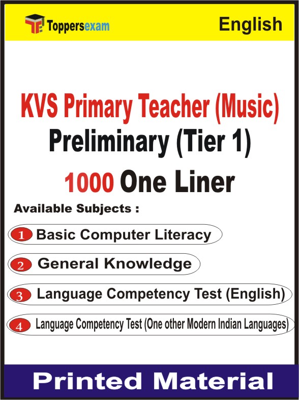 KVS Primary Teacher (Music) Preliminary (Tier 1) One Liner Book in English