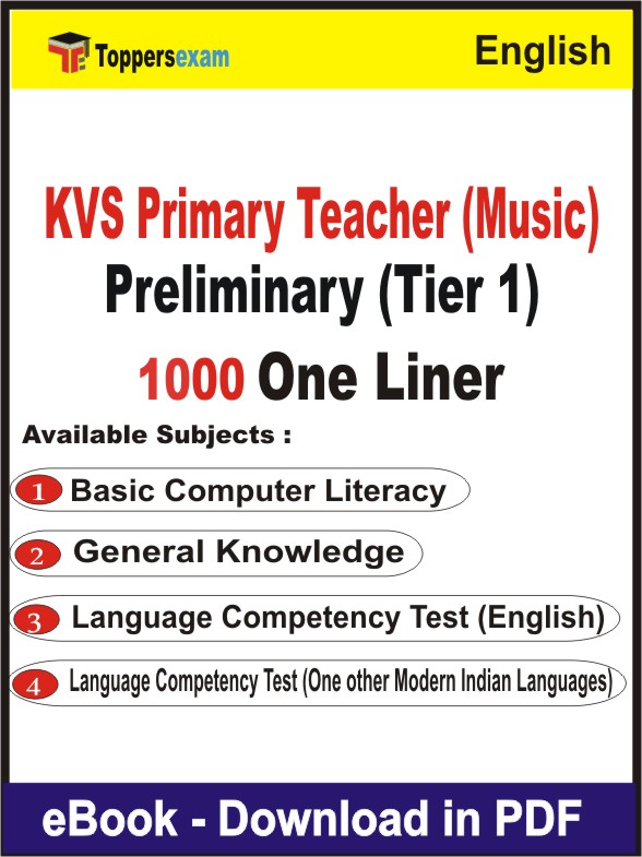 KVS Primary Teacher (Music) Preliminary (Tier 1) One Liner Book PDF in English
