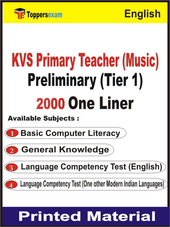 KVS Primary Teacher (Music) Preliminary (Tier 1) One Liner Book in English