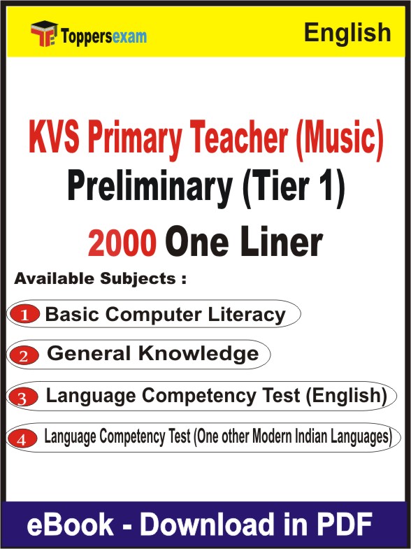 KVS Primary Teacher (Music) Preliminary (Tier 1) One Liner Book PDF in English