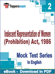 Indecent Representation of Women (Prohibition) Act, 1986 Test PDF Book In English - Question Paper