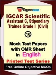 IGCAR Scientific Assistant C, Stipendiary Trainee Grade I (Civil) Exam Mock Test Papers (Book) in English