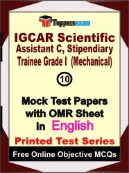 IGCAR Scientific Assistant C, Stipendiary Trainee Grade I (Mechanical) Exam Mock Test Papers (Book) in English