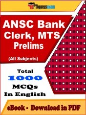 EBook of ANSC Bank Clerk, MTS (Prelims) Exam, PDF Format in English
