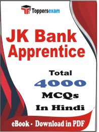 JK Bank Apprentice PDF Book in Hindi - MCQ / Objective Questions