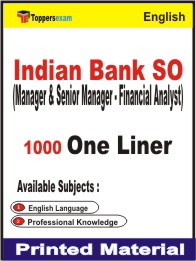 Indian Bank SO (Manager & Senior Manager - Financial Analyst) One Liner Book in English