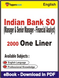 Indian Bank SO (Manager & Senior Manager - Financial Analyst) One Liner Book PDF in English