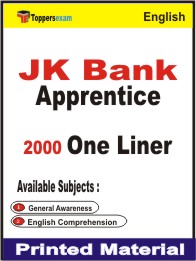 JK Bank Apprentice One Liner Book in English