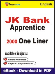 JK Bank Apprentice One Liner Book PDF in English