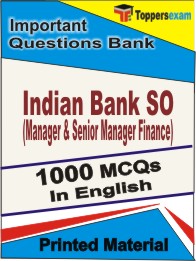 Indian Bank SO (Manager & Senior Manager Finance) Book in English - Objective MCQ