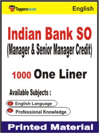 Indian Bank SO (Manager & Senior Manager Credit) One Liner Book in English