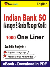 Indian Bank SO (Manager & Senior Manager Credit) One Liner Book PDF in English