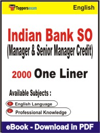 Indian Bank SO (Manager & Senior Manager Credit) One Liner Book PDF in English