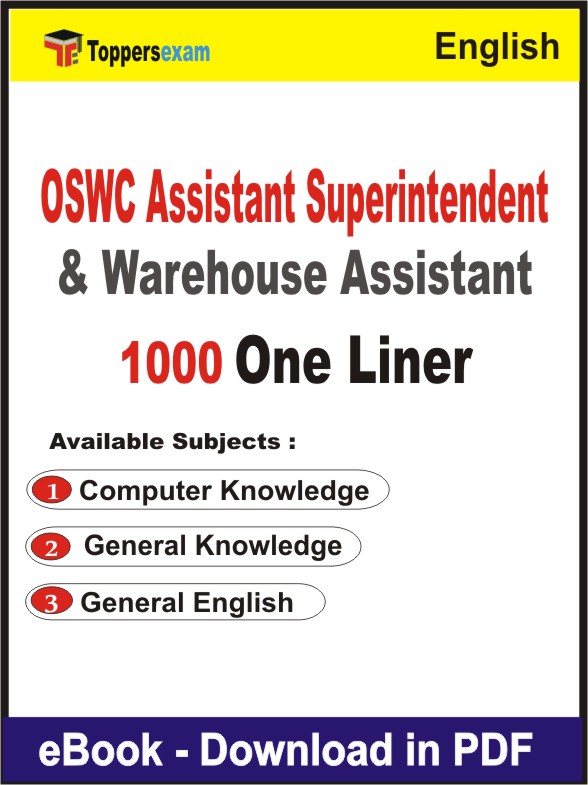 OSWC Assistant Superintendent & Warehouse Assistant One Liner Book PDF in English