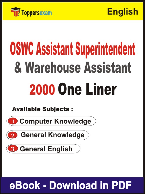 OSWC Assistant Superintendent & Warehouse Assistant One Liner Book PDF in English