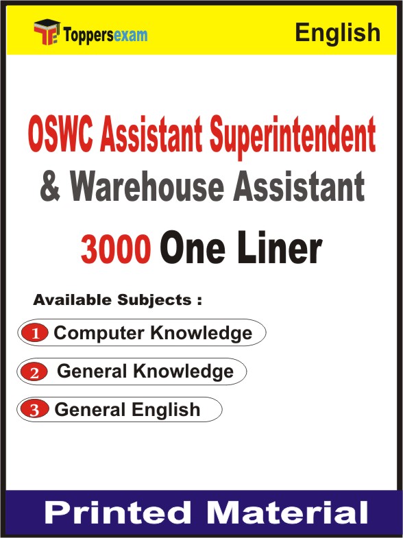 OSWC Assistant Superintendent & Warehouse Assistant One Liner Book in English