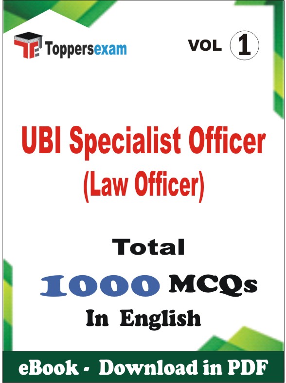 UBI Specialist Officer (Law Officer) PDF Book In English - MCQ / Objective Questions (VOL.1)
