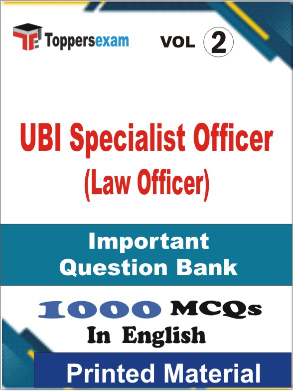 UBI Specialist Officer (Law Officer) Book in English - Objective MCQ (VOL.2)