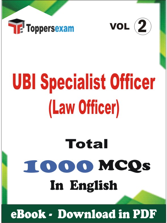 UBI Specialist Officer (Law Officer) PDF Book In English - MCQ / Objective Questions (VOL.2)
