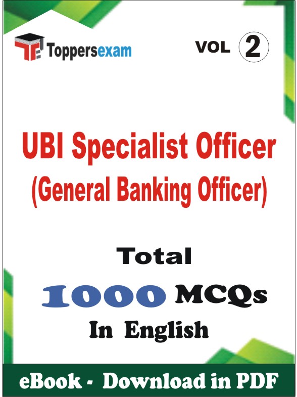 UBI Specialist Officer (General Banking Officer) PDF Book In English - MCQ / Objective Questions (VOL.2)