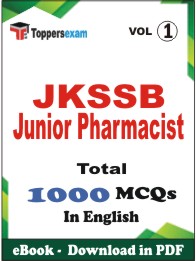 JKSSB Junior Pharmacist PDF Book in English - MCQ / Objective Questions (VOL.1)