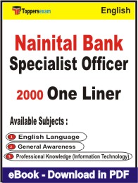 Nainital Bank Specialist Officer One Liner Book PDF in English