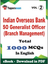 Indian Overseas Bank SO Generalist Officer (Branch Management) PDF Book in English - MCQ / Objective Questions (VOL.2)