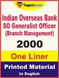 Indian Overseas Bank SO Generalist Officer (Branch Management) One Liner Book in English