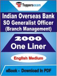 Indian Overseas Bank SO Generalist Officer (Branch Management) One Liner Book PDF in English